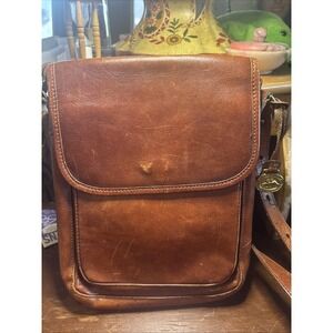 Vintage Brahmin Cognac Leather Crossbody Bag With Authenticity Certificate